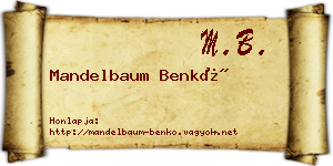 Mandelbaum Benkő névjegykártya